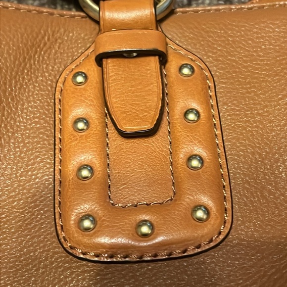 NWOT Large Michael Kors Saddle brown Convertible Studded Satchel - Picture 4 of 13
